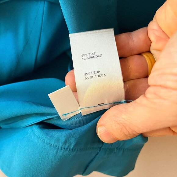 Doncaster Size 12 Teal Silk Sleeveless Satin Top Zip Back - Picture 10 of 12